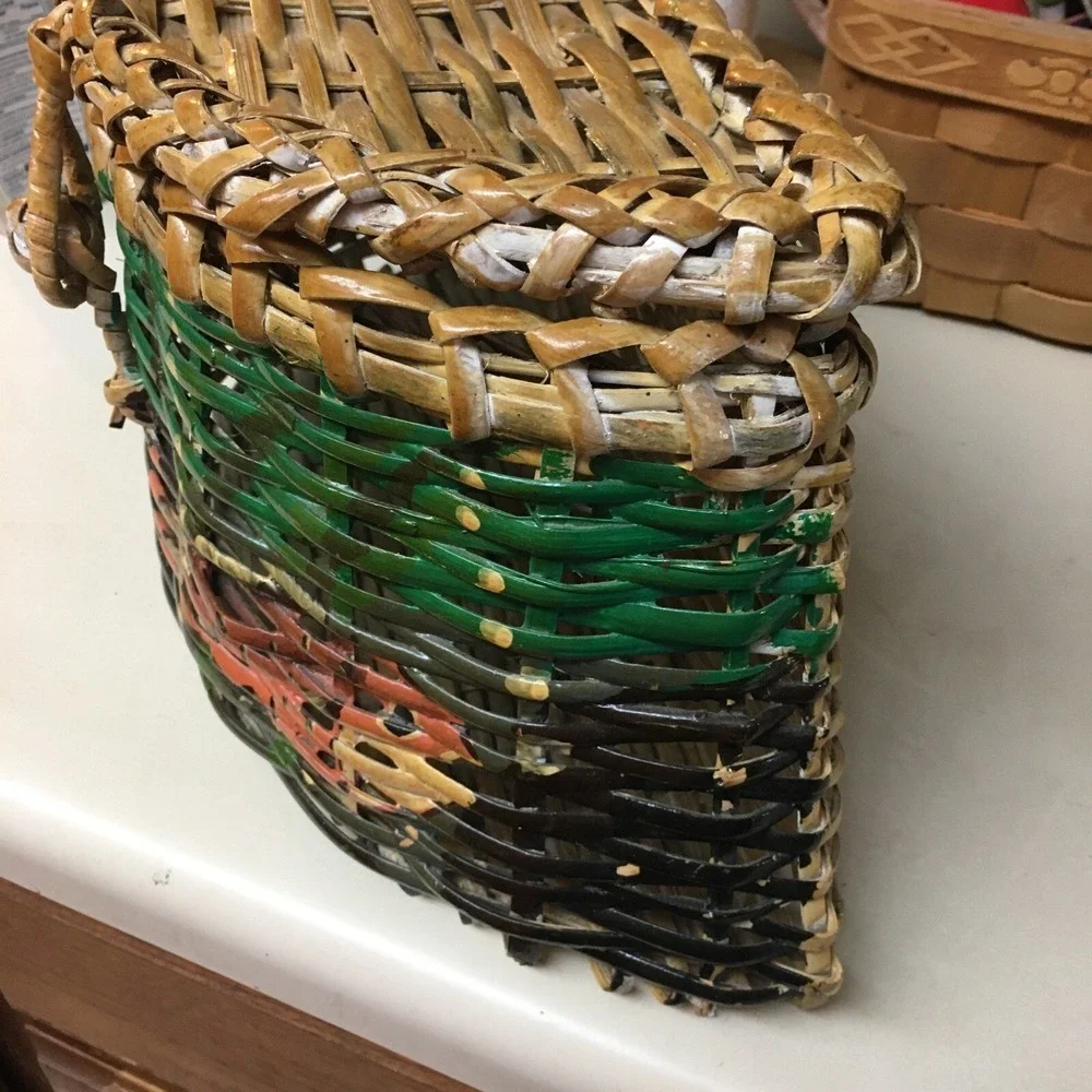 Decorative Painted Fly Fishing,Beach Wicker Basket Lodge Cabin‎ Core